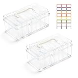 Neikafan Spielkartenbox Transparent 16 Stück Kartenbox Leere mit Deckel Kunststoff Spielkarten Etui Aufbewahrung Plastikbox Leere für Kartenspiel Sammelkarten mit 24 Etiketten Aufkleber