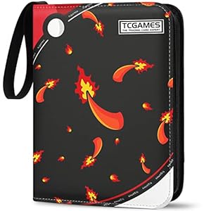 TCGAMES Card Binder 4-Pocket, 440 PocketsTrading Card Holder Album with Sleeves Orange
