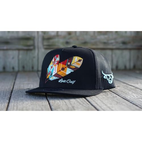 Lost Calf Feather Black Flat Trucker Cap - Image 2