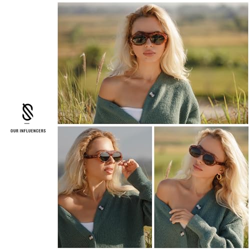 SOJOS Trendy Flat Top Polarized Sunglasses for Women Men Retro Chunky Frame Oval Lens Sun Glasses SJ22792