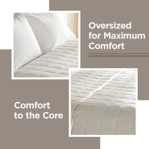 Downlite Lightweight Luxury Satin Trim Down Blanket – Hypoallergenic, All-Season, 230 Thread Count Cotton, Machine Washable And Dryable – Ivory, Queen 94" X 104" #TOP1