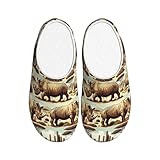 Augenstern Adult Endangered-Rhino-Desert Fleece Slippers With Tpr Sole, Warm And Cozy House Shoes For Men And Women 8