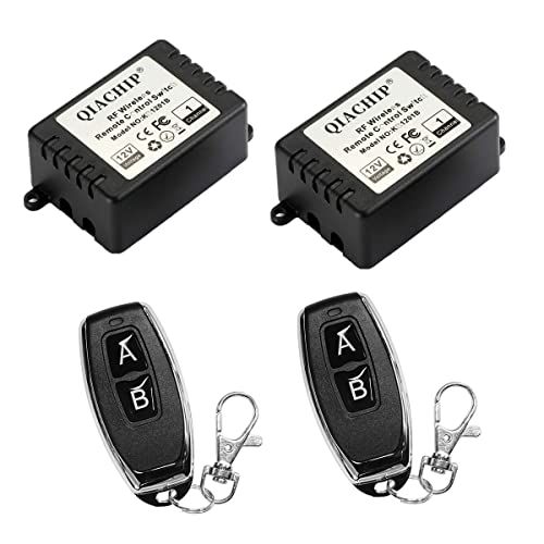 QIACHIP 433Mhz DC 12V 1 Canal Interruptor Momentáneo Conmutador Inalámbrico Módulo receptor de relé RF con Transmisor de Radio RF para Control de Acceso Puerta