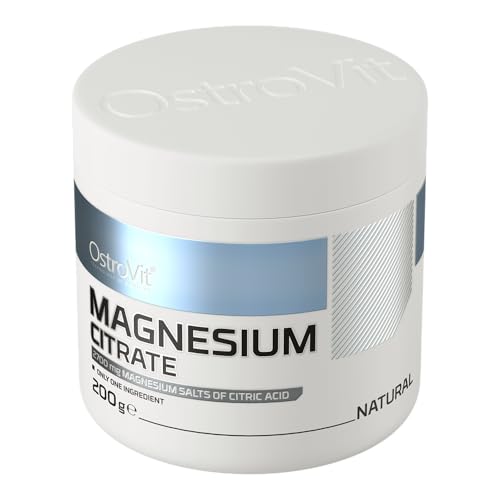 OSTROVIT Magnesium Citrate 1er pack 200g 74 Servings Portionen Magnesiumcitrat Keine Aromen und Farbstoffe Muskelkrämpfe Mudigkeit Nervensystem Gut Verfügbar