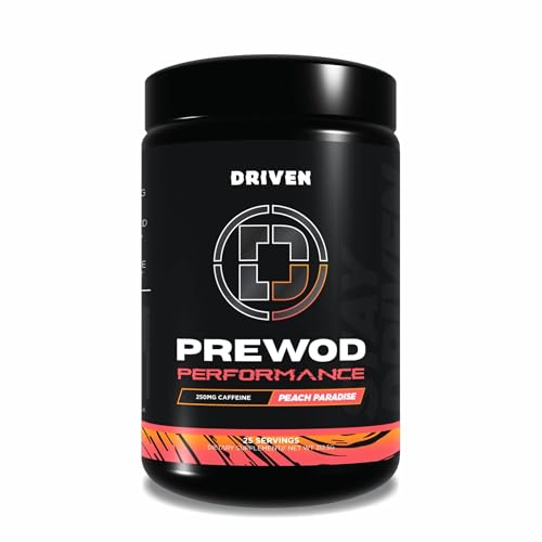 Image of Driven Nutrition PREWOD Energy Drink Powder, 25 Servings - Pre-Workout Supplement with Boosts Energy, Focus, Strength, & Endurance for High-Intensity Training (Peach Paradise)