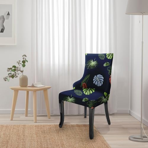 Image of House of Quirk Wingback American Side Chair Slipcover-Accent Chair Cover Slipcover with Arm,Washable Dining Chair with Nailed Trim Protector for Dining Living Room Pack of 6 (Tropical Teal)