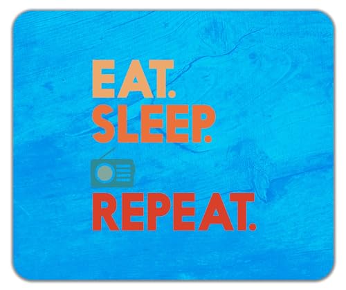Shopagift Eat Sleep Radio Mouse Mat Pad Broadcasting Broadcast Station 24cm x 19cm