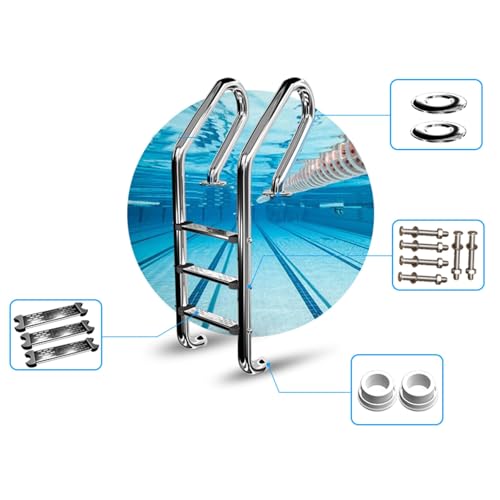 Escalera para piscina con 3 peldaños de acero inoxidable miniatura 6