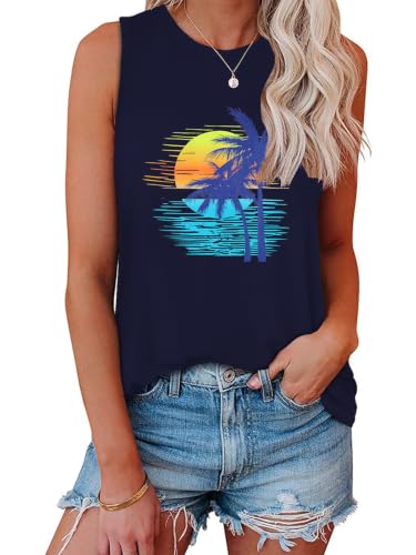 Image of Womens Tank Tops Summer Casual Sleeveless Top Loose Fit Basic Tunic Shirts