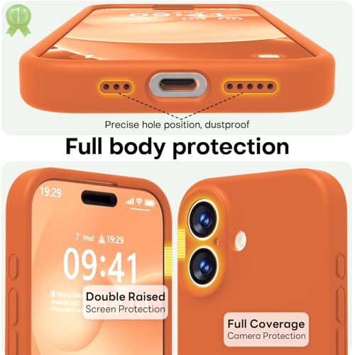 Image of LOVE 3000 Designed for iPhone 17 Case, Premium Silicone [Compatible with Magsafe][Soft Anti-Scratch Microfiber Lining] Shockproof Protective Phone Case for Men Women 6.3 inch, Bright Orange