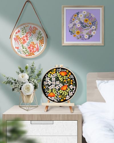 Image of TINDTOP Embroidery Kit for Adult, 3 Pack Embroidery DIY Starter Kit, with Stamped Patterns, Hoop, Tools, Colorful Threads with Needles, Instructions (Bouquet) | with Stamped Patterns, Hoop, Tools, Colorful Threads with Needles, Instructions (Bouquet)