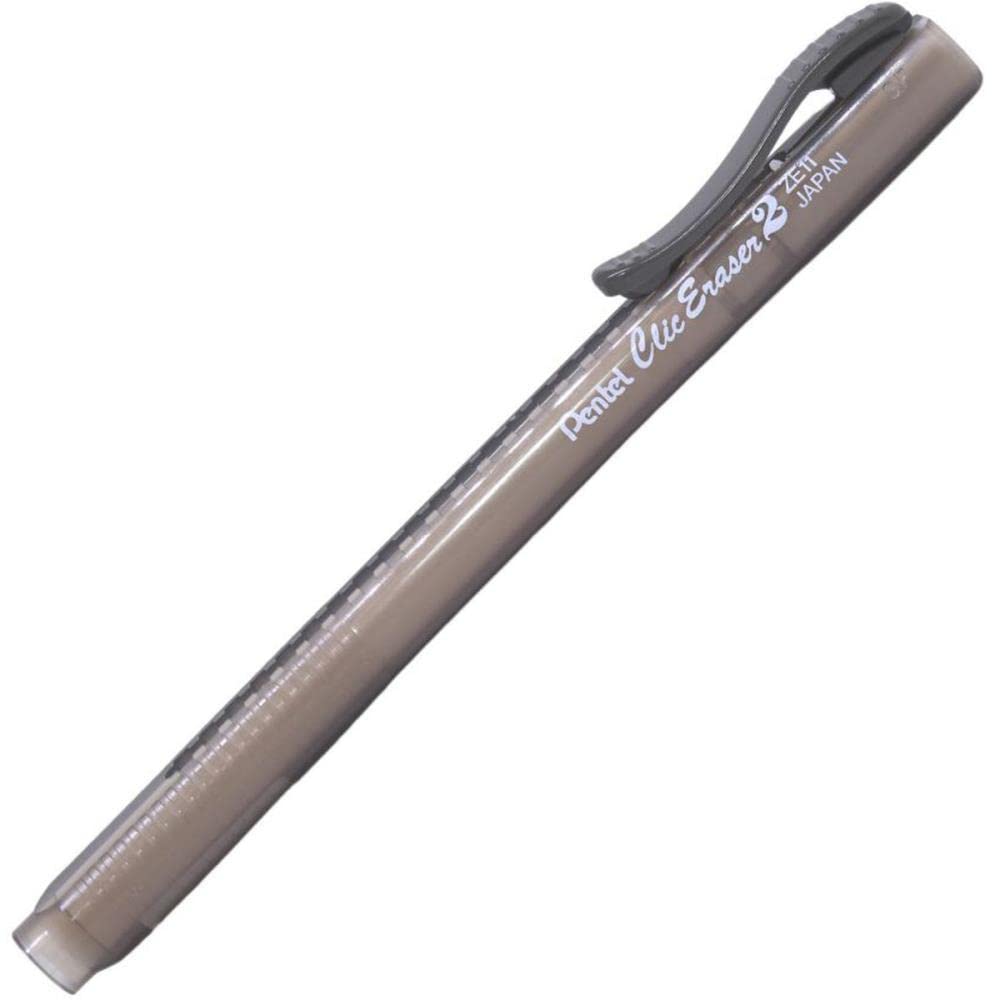 Pentel - Portagomas Clic Eraser 2 con clip negro. - Pack de 12