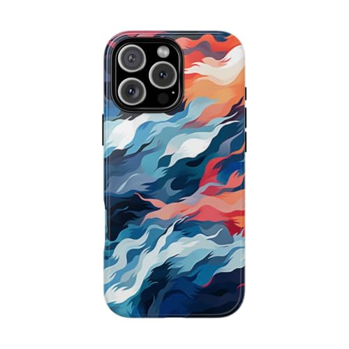 Coque iPhone 16 Pro Max vagues fluides rigide brillante pour éviter les rayures