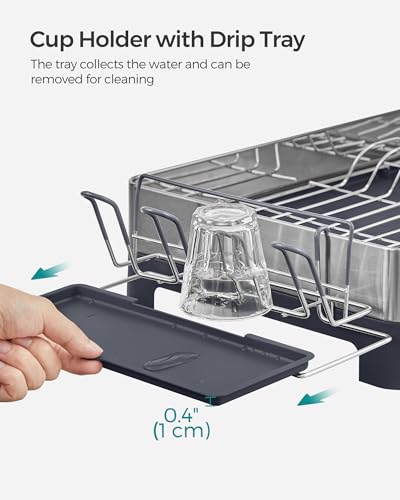 Image of SONGMICS Dish Drying Rack, Stainless Steel, Rotatable Spout