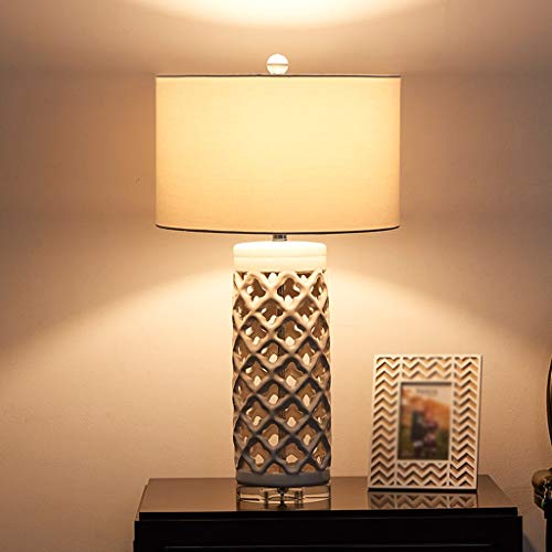 Lampe de bureau à découpe géométrique en céramique blanche