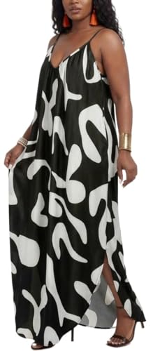 Image of Women's Casual Summer Maxi Dresses Sleeveless Adjustable Spaghetti Strap Loose Plus Size Dresses