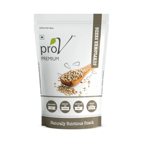 Image of ProV Premium Sunflower Seeds 250g, High Protein, High in Fiber, No Cholesterol, No Sugar, Healthy Diet Snack, Raw Natural Surya phool Beej, Unroasted Seeds for Eating Without Shell, Resealable Pouch