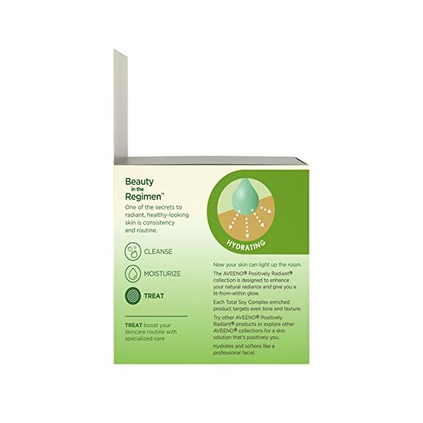 Aveeno Positively Radiant Overnight Hydrating Facial Moisturizer with Soy Extract and Hyaluronic Acid, Oil-Free and Non-Comedogenic, 1.7 oz