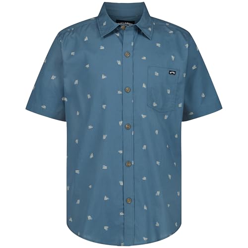 Billabong Boys' Sundays Short Sleeve Button-Down Woven Shirt, Real Teal, 10-12 by Billabong - Used condition - US$21.97