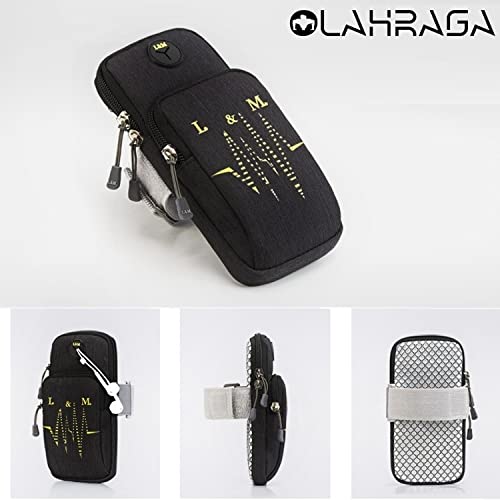 Image of Mini Mobile Arm Bag with Earphone Hole and Adjustable Arm Strap for Men's and Women's Running Fitness Walking Sports Outdoor (Black)