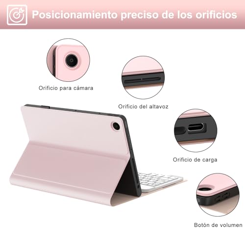 IVEOPPE Funda con Teclado Lenovo Tab Plus 11.5" 2024, Teclado España Ñ Bluetooth Inalambrico Desmontable para Lenovo Tab Plus 11.5 Pulgadas 2024 (TB351FU), Rosa - imagen 6