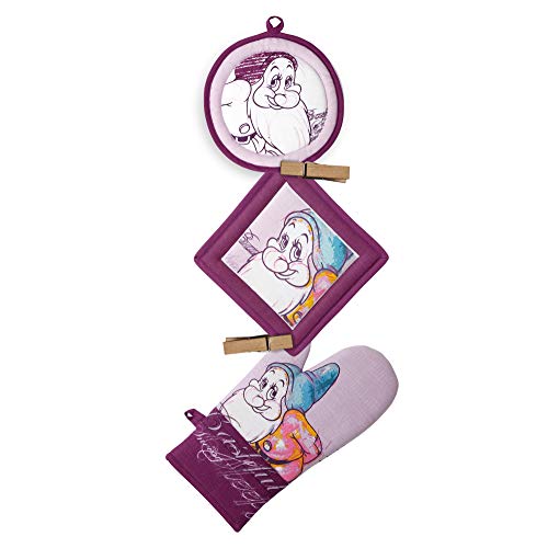 Disney tws63/09ma 7 Nains Lot avec 2 Supports de la Chaleur Gant de Toilette, Pot, Design timide