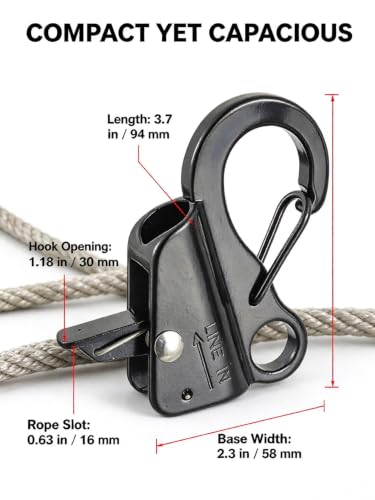 ChayWillow 5/8" 304 Stainless Steel Sliding Snap Hook for Boat Fender | Black Electrophoresis, Cam Lock Mechanism, Spring-Loaded Carabiner, Corrosion-Resistant, Marine Rope Securing - image 6