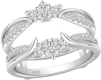 2.00 Ct Round Cut Lab Created Diamond Ring Enhancer Guard, 14K White Gold Finish, Sterling Silver