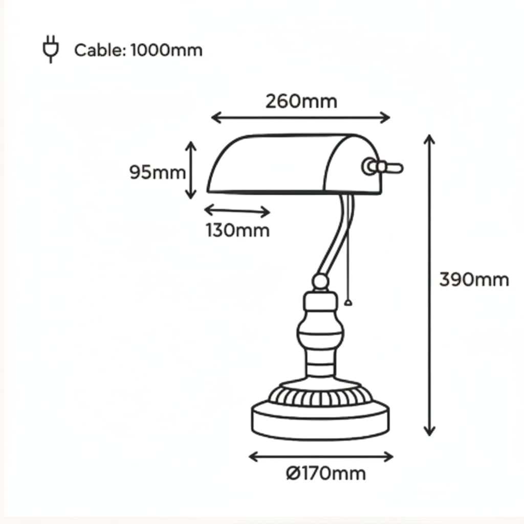 BARCELONA LED Tischlampe Vintage BANKIER E27 – Retro Schreibtischlampe mit weißem Glasschirm, Metallfuß in Messing/Chrom/Nickel, Ideal für Büro, Arbeitszimmer, Wohnzimmer und Restaurant