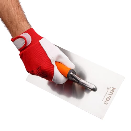 Mivos Edelstahl Glättekelle 270 x 130 mm - Rostfreie Traufel mit 2 Komponenten Softgriff - Putzkelle mit Klingenstärke 0,7 mm - Glättbrett - Glättscheibe Made in EU