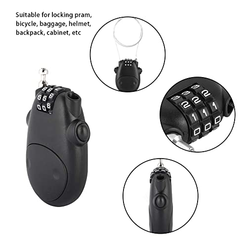 Fechadura de carrinho, cadeado de bloqueio de combinação de cabo com código numérico de 3 dígitos, c