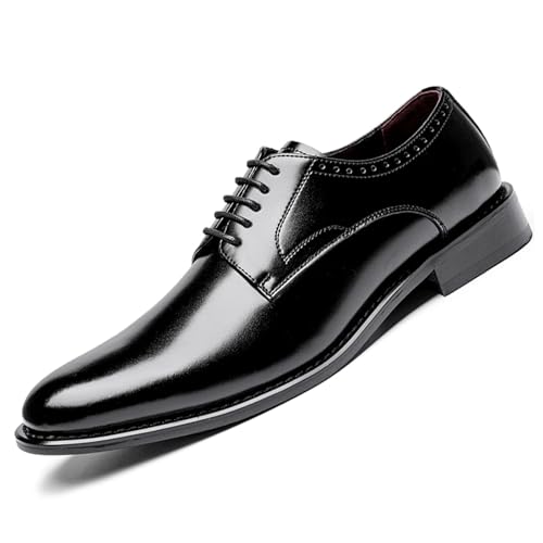 Men's Classic Leather Lace Up Dress Oxford Shoes Comfortable Low Heel Business Casual Shoes Modern Wedding Work Formal Shoes