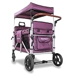 FUXTEC FX-CTXL900 Purple XL All-Terrain Folding Wagon for Kids to Sit In – 4-Seater Collapsible Stroller Wagon with Canopy, Safety Belts & Durable Steel Frame – Foldable Utility Cart for Families