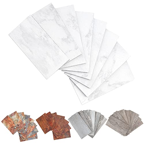 100 Pieces Peel And Stick Backsplash 3 X 6 Inches 3D Kara White Stone Pvc Composite Wall Tile Stick On Backsplash Tile For Kitchen Bathroom, Laundry Room, Camper, Fireplace #TOP26