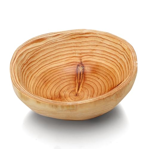LUPATDY Ciotola in legno per frutta, insalatiera in legno naturale, cestino irregolare e creativo fatto a mano, cestino decorativo per frutta, insalate e snack (20-24 cm)