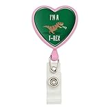 I'm A T-Rex Rawr Cute Tyrannosaurus Rex Heart Lanyard Retractable Reel Badge ID Card Holder - Pink