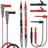 Xiangtat Soft Silicone Electrician Test Leads Kit CAT III 1000V & CAT IV 600V with Alligator Clips and Needle Probe for Fluke/AstroAI/INNOVA Multimeter Electronic Clamp Meter