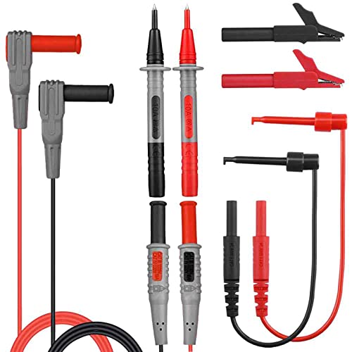 Xiangtat Soft Silicone Electrician Test Leads Kit CAT III 1000V & CAT IV 600V with Alligator Clips and Needle Probe for Fluke/AstroAI/INNOVA Multimeter Electronic Clamp Meter