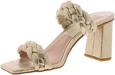 Dolce Vita Women's PAILY Heeled Sandal, Light Gold Metallic Stella Suede, 8