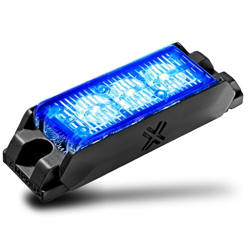 Image of LAMPHUS NanoFlare 3.5 inch 3W Blue LED Surface Mount Police Grill Strobe Warning Light [SAE Class 1] 12V Rectangle Grille Flashing Emergency Fire Light Heads for Volunteer Firefighter EMS Cars