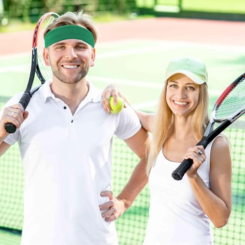 Image of 4 Pack Sweatbands Sports Headband for Men and Women, Moisture Wicking Athletic Workout Headband for Running, Tennis, Basketball, Yoga, Gym Stretchy Unisex Sweatband