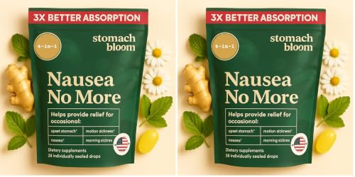 Image of Fast-Acting Ginger for Nausea Relief | Herbal Relief for Pregnancy Nausea and Morning & Motion Sickness | Ginger, Lemon, Spearmint & B6. 28 Individually Sealed Drops. (Pack of 2)