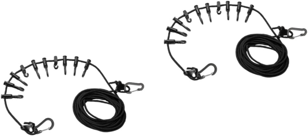 SOLUSTRE 2 Sets Windbreak Clothesline Adjustable Multi Purpose Camping Rope for Indoor Outdoor Use Lightweight Clothes Drying with Type Fixing Buckle Black