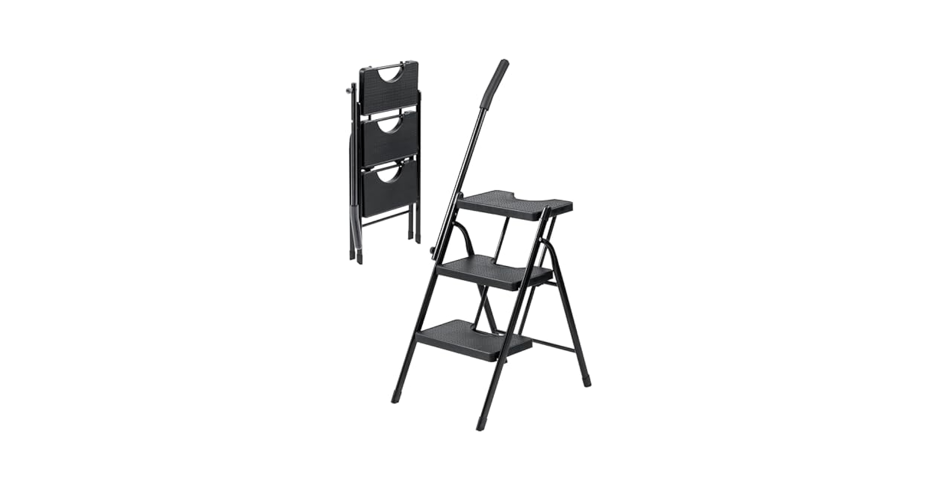 よこ　バルコニー付キャンパス額3台 脚立（おしゃれ・3段・踏み台・はしご・足場・ステップ・ラダー