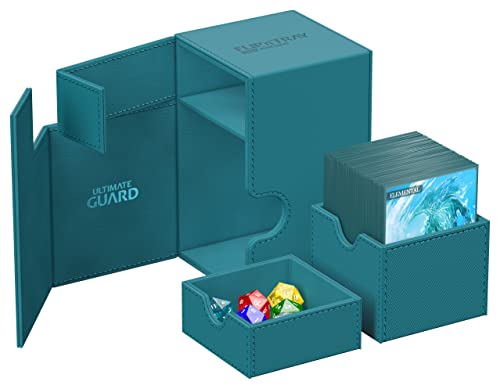 Ultimate Guard Flip'n'Tray 100+, Deck Case for 100 Double-Sleeved TCG Cards + Dice Tray, Petrol, Independent Magnetic Closure & Microfiber Inner Lining - image 4
