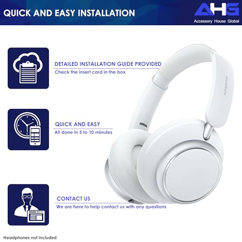 Almohadillas para auriculares AHG Premium de reemplazo para Soundcore Space Q45 (blanco) — Cuero proteico premium y espuma de alta densidad miniatura 7