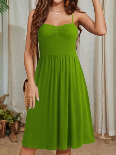 Image of YATHON Summer Casual Dress for Women 2025 Vacation Beach Dresses Adjustable Spaghetti Strap Sundress with Pockets