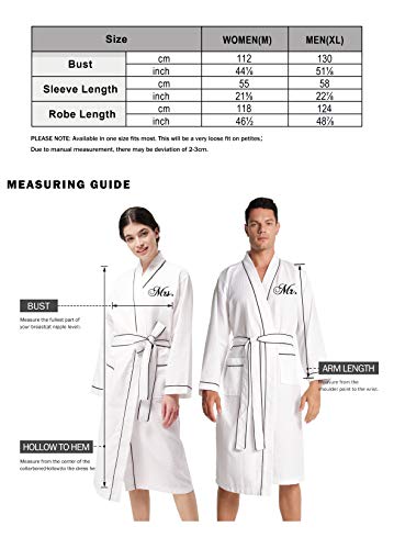 Aw Bridal 2Pcs Husband And Wife Robes Couples Waffle Robes Kimono Bathrobe Dressing Gown White Bridal Party Robes #TOP6