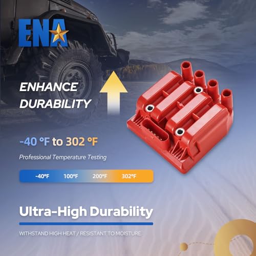 ENA Ignition Coil Pack UF484 Compatible with VW Volkswagen Beetle Golf Jetta City 1999 2000 2001 2002 2003 2004 2005 2006 2007 2008 2009 2010 2011 2.0L L4 Coil Set of 1 Replace IC564 GN10383 - Red by ENA - Image 5