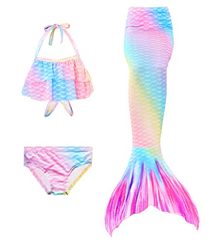 Hifunbay Cola de Sirena niña para Nadar Traje de Sirena baño de Bikini de 3 Piezas sin monoaleta (110, GB15)